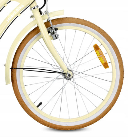 Vaikiškas 20 colių dviratis mergaitėms Sun Baby Retro, „Shimano“ 6 bėgių, Butter Yellow, 5-8 metams