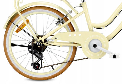 Vaikiškas 20 colių dviratis mergaitėms Sun Baby Retro, „Shimano“ 6 bėgių, Butter Yellow, 5-8 metams