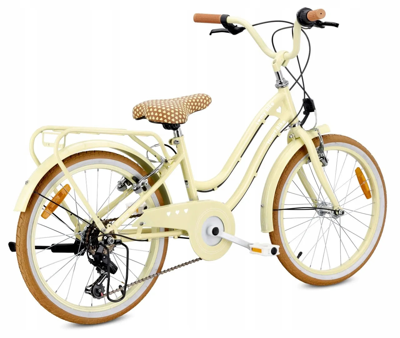 Vaikiškas 20 colių dviratis mergaitėms Sun Baby Retro, „Shimano“ 6 bėgių, Butter Yellow, 5-8 metams