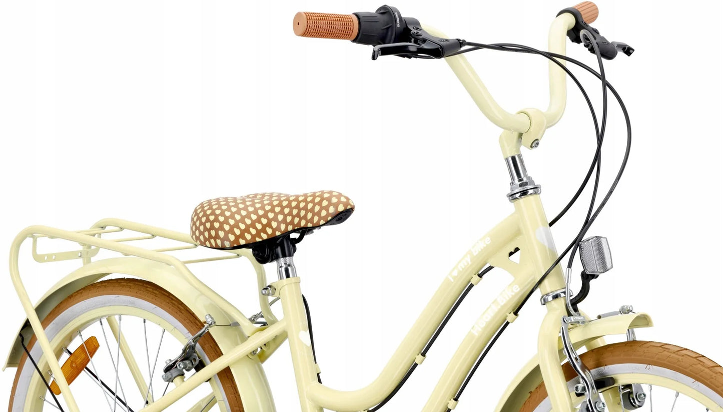 Vaikiškas 20 colių dviratis mergaitėms Sun Baby Retro, „Shimano“ 6 bėgių, Butter Yellow, 5-8 metams