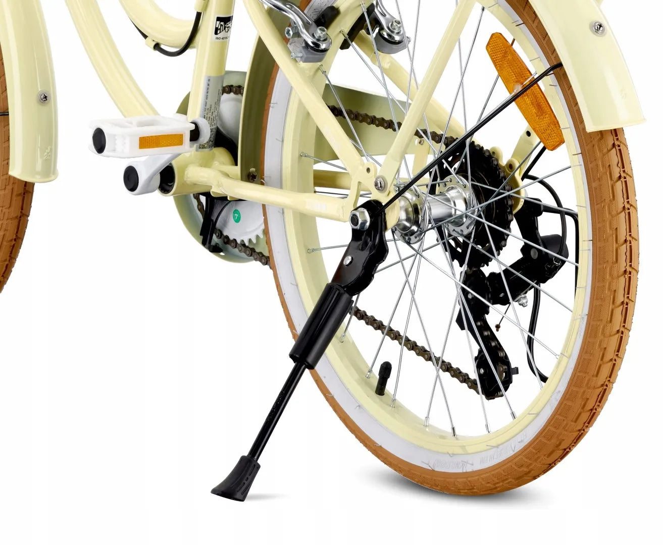 Vaikiškas 20 colių dviratis mergaitėms Sun Baby Retro, „Shimano“ 6 bėgių, Butter Yellow, 5-8 metams