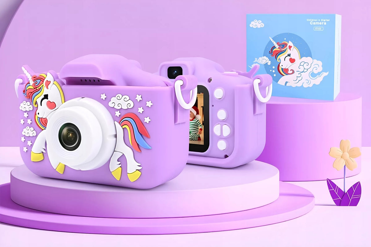 Vaikiškas skaitmeninis fotoaparatas „ZeeTech“ su vienaragiu, 40 Mpx, žaidimai, 32 GB kortelė