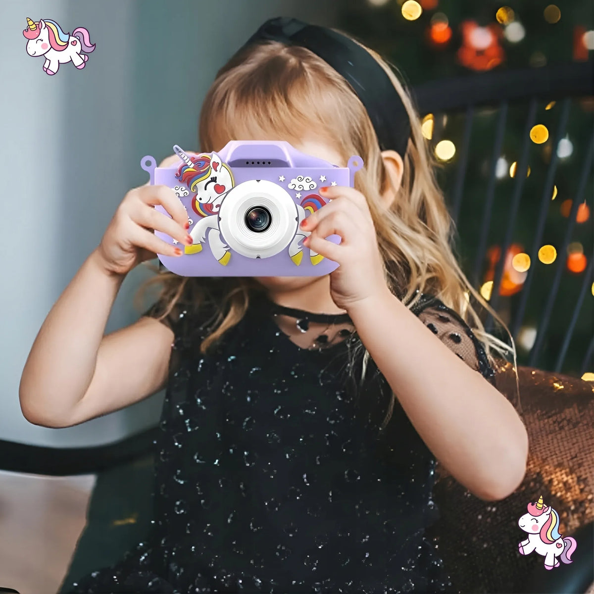 Vaikiškas skaitmeninis fotoaparatas „ZeeTech“ su vienaragiu, 40 Mpx, žaidimai, 32 GB kortelė