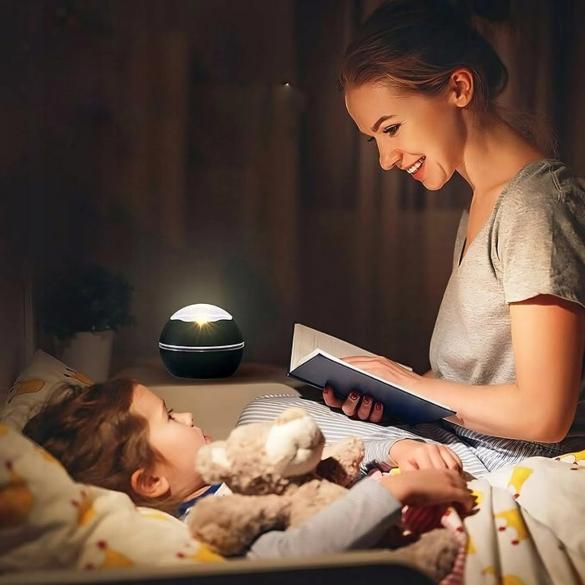 Vaikiškas žvaigždžių projektorius – LED naktinė lemputė, žvaigždės, vandenynas ir kosmosas, 2 viename