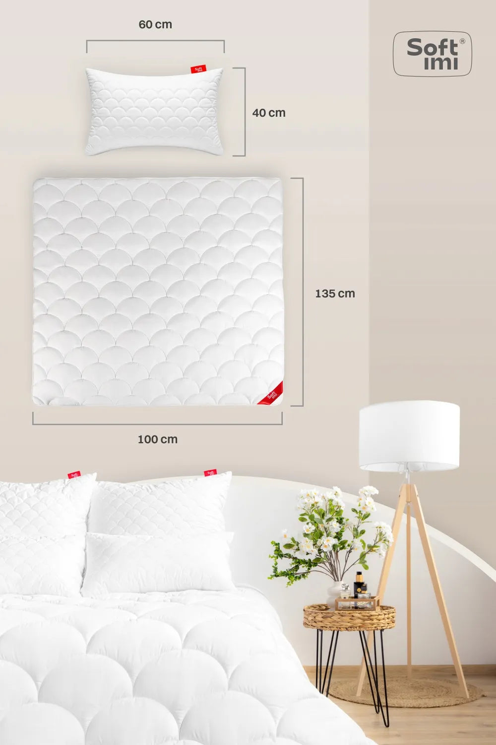 VAIKIŠKOS PATALYNĖS RINKINYS: ANTKLODĖ 100x135 + PAGALVĖ 40x60, VISUS METUS TINKAMA, ANTIALERGINĖ
