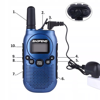 Vaikiškos radijo stotelės BAOFENG BF-T6 Panda PMR, LED žibintuvėlis, USB, 2 vnt.