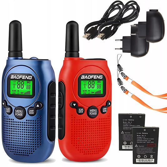 Vaikiškos radijo stotelės BAOFENG BF-T6 Panda PMR, LED žibintuvėlis, USB, 2 vnt.