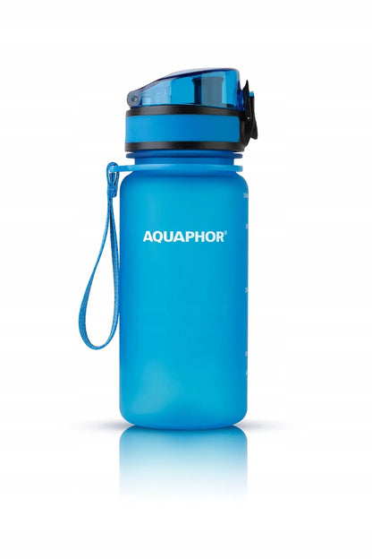 Vandens filtravimo buteliukas AQUAPHOR City 350 ml, mėlynas, gertuvė sporto salei