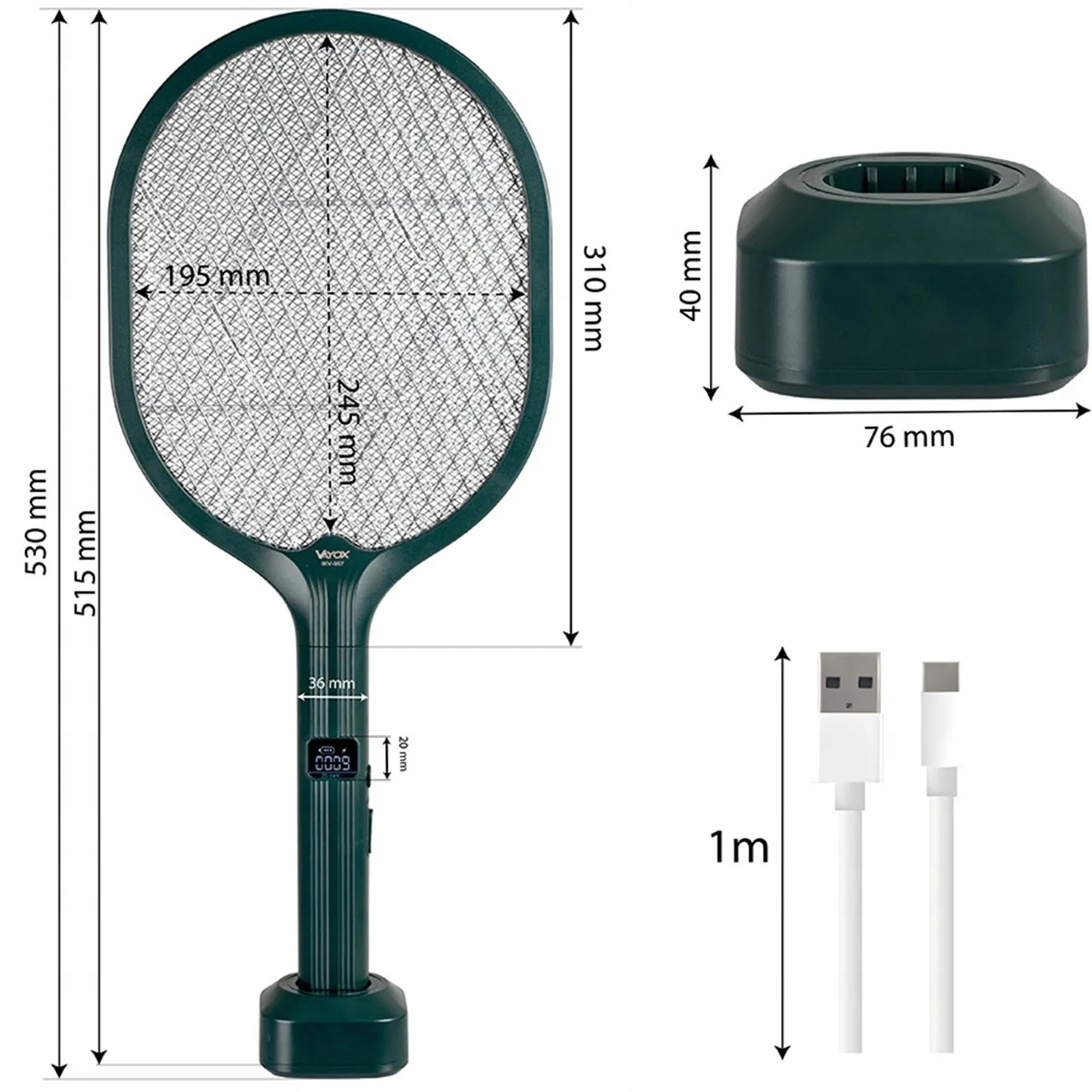 VAYOX 2-in-1 elektrinė UV vabzdžių gaudyklė ir musmušis
