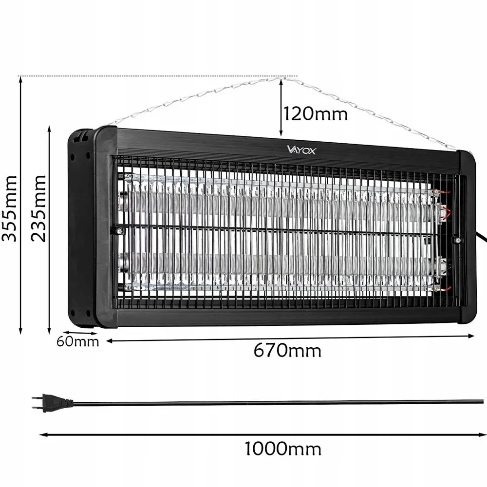 VAYOX IKV-40W 40W 365 nm UVA pakabinama/pastatoma UV vabzdžių lempa su 1 m kabeliu