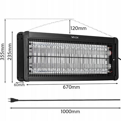 VAYOX IKV-40W 40W 365 nm UVA pakabinama/pastatoma UV vabzdžių lempa su 1 m kabeliu