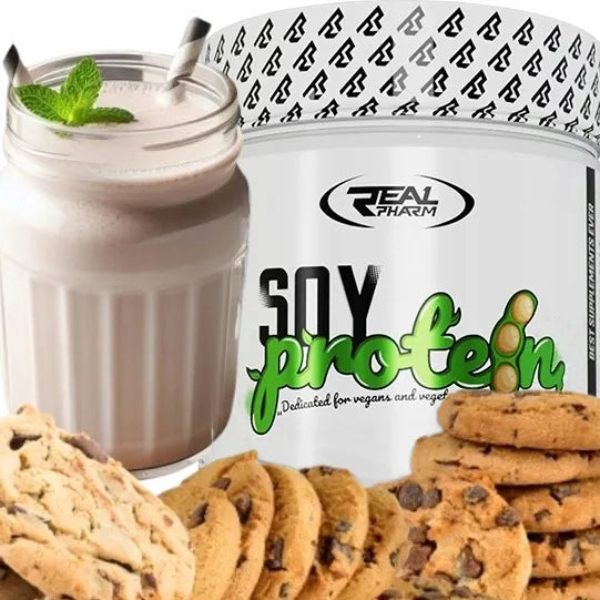 Veganiški sojų baltymai „Real Pharm Soy Protein“, sausainių skonio, 600 g