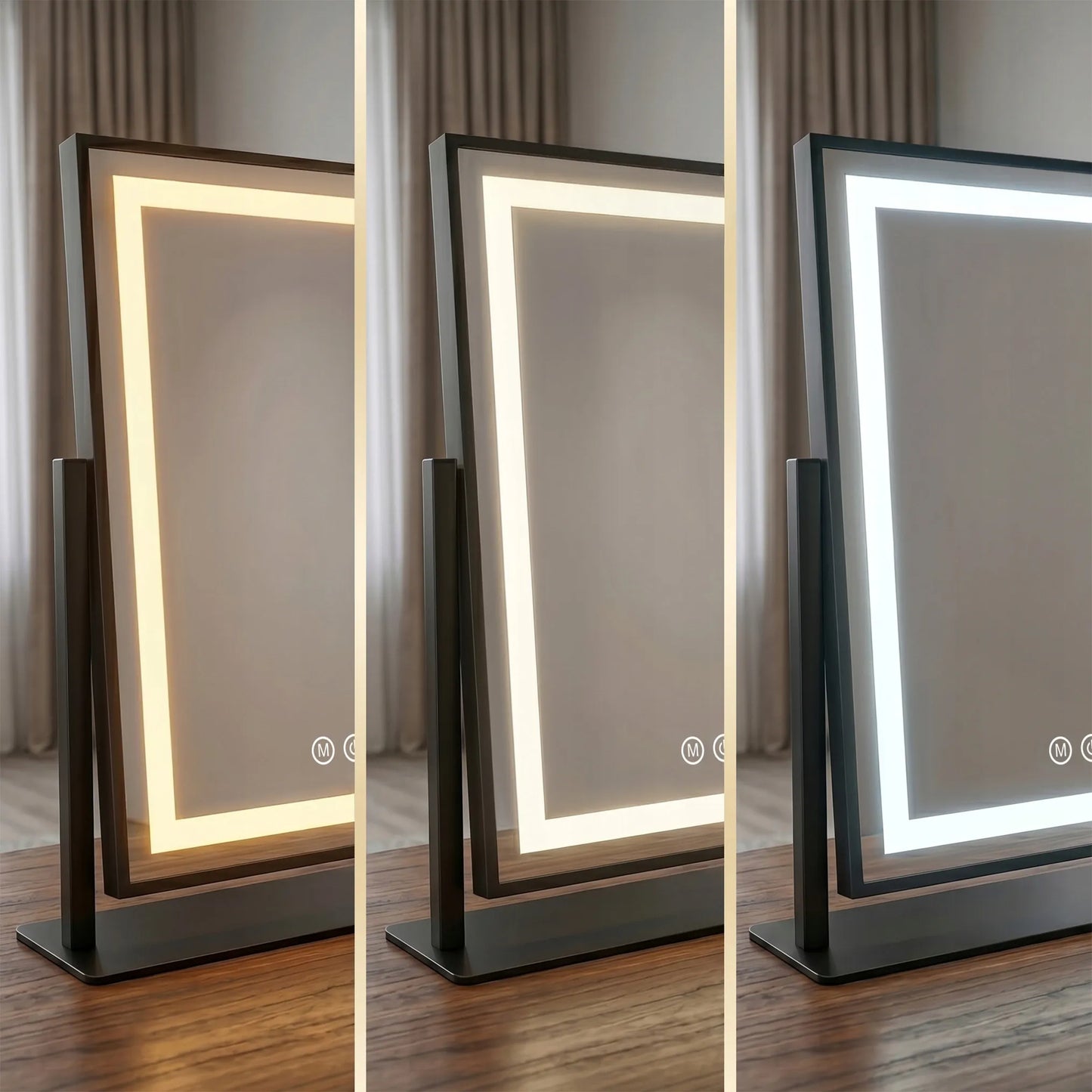 VEIDRODIS REA LED LUMI 30X40 cm JUODAS