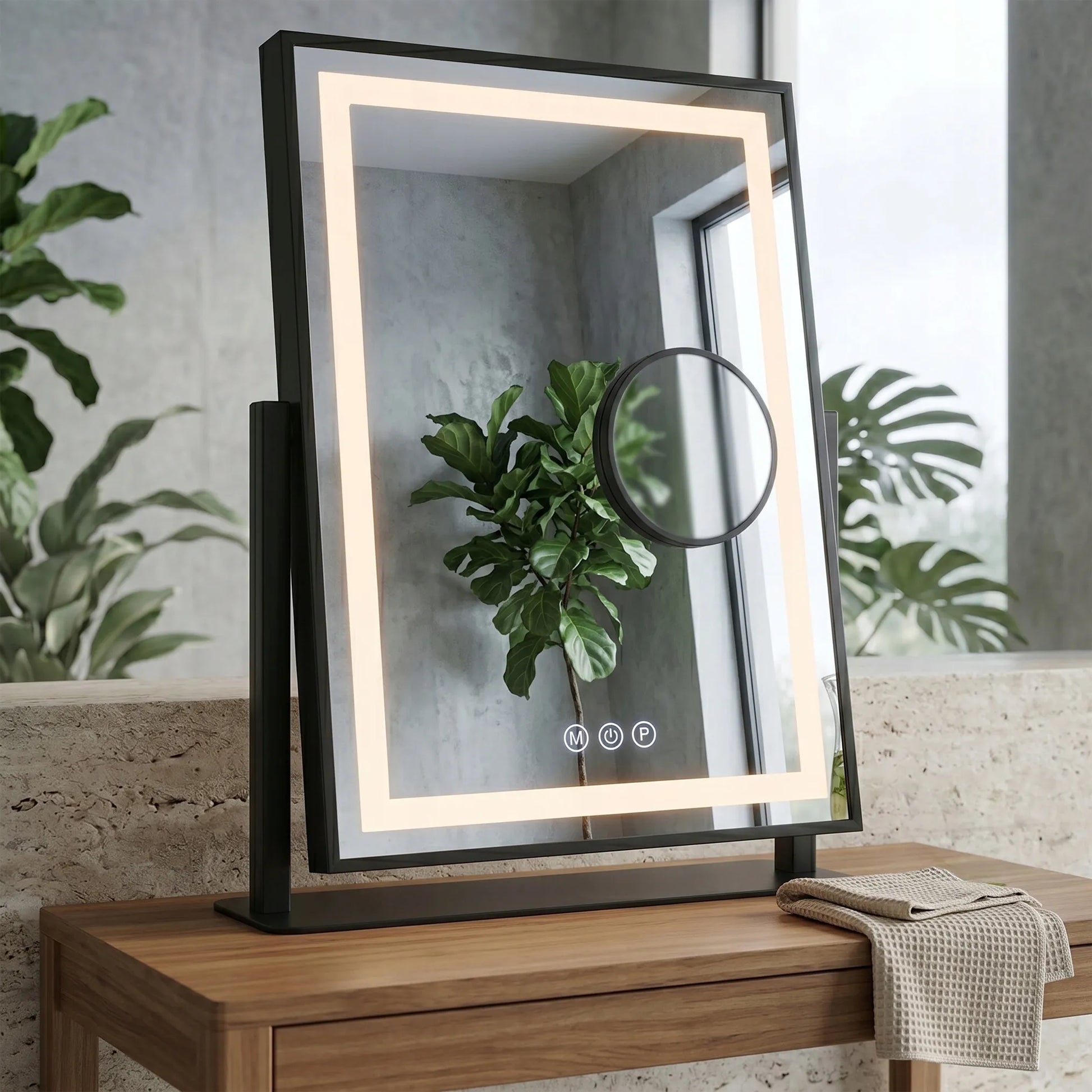 VEIDRODIS REA LED LUMI 30X40 cm JUODAS