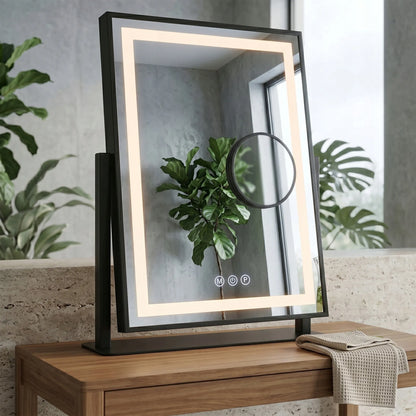 VEIDRODIS REA LED LUMI 30X40 cm JUODAS