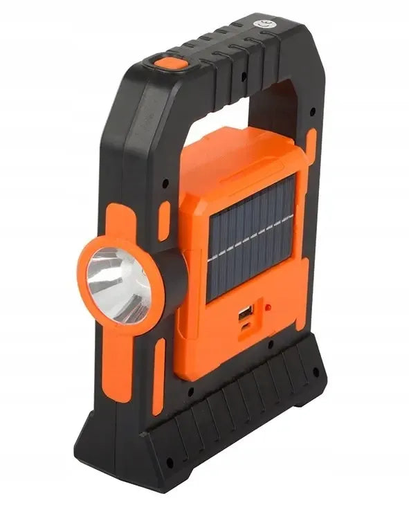 Verk Group T-18-1 įkraunama saulės energijos LED kempingo lempa su „powerbank“ funkcija, raudona