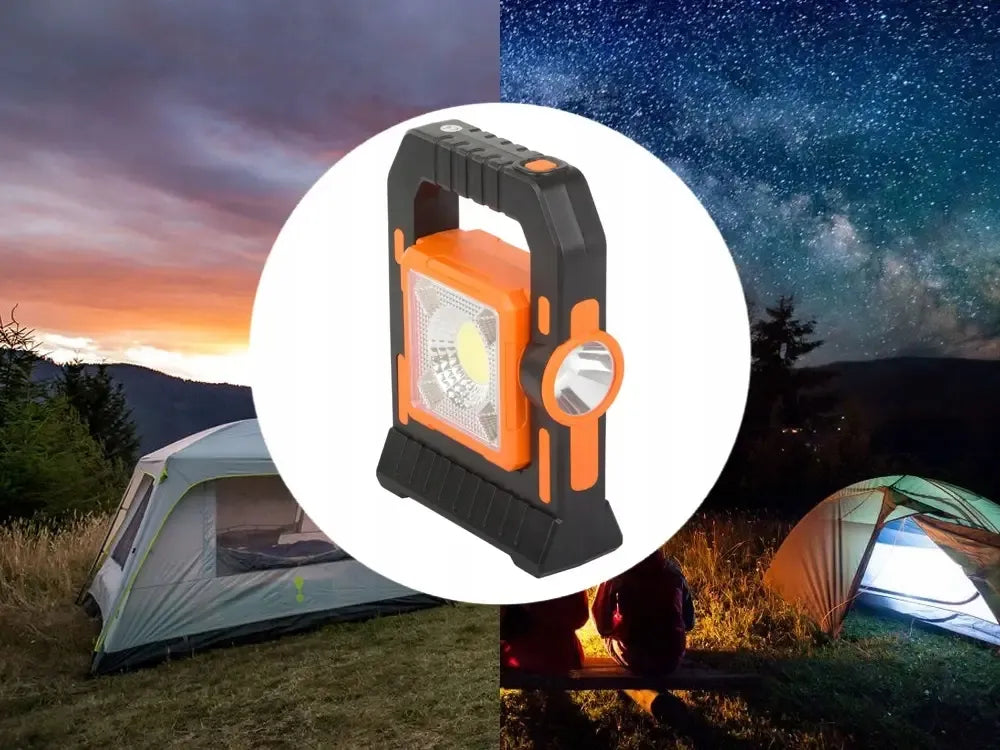 Verk Group T-18-1 įkraunama saulės energijos LED kempingo lempa su „powerbank“ funkcija, raudona