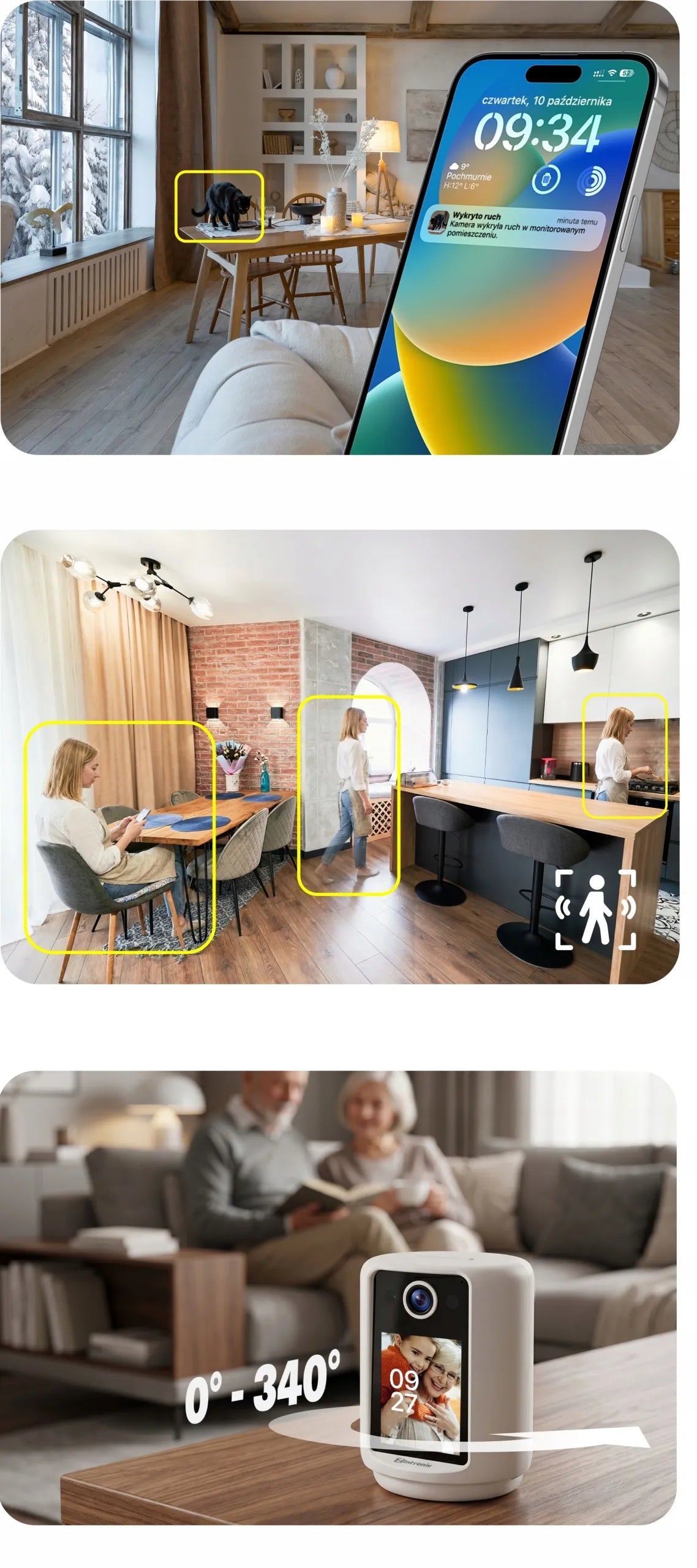 Vidinis „Wi-Fi“ besisukantis fotoaparatas, elektroninė auklė 2K su naktine lempa ir ekranu
