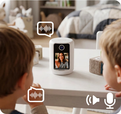 Vidinis „Wi-Fi“ besisukantis fotoaparatas, elektroninė auklė 2K su naktine lempa ir ekranu