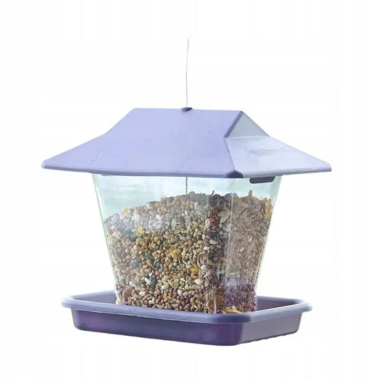 Violetinė paukščių lesykla su stogeliu, 18cm