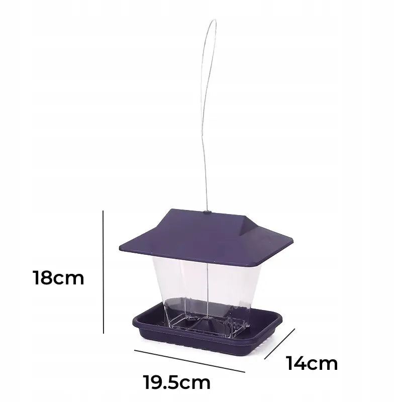 Violetinė paukščių lesykla su stogeliu, plastikinė BALKONUI SODE 18cm