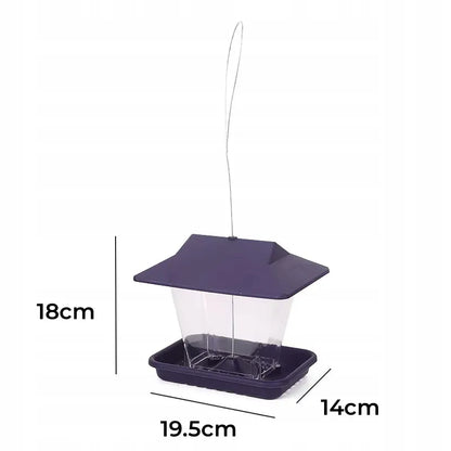 Violetinė paukščių lesykla su stogeliu, plastikinė BALKONUI SODE 18cm