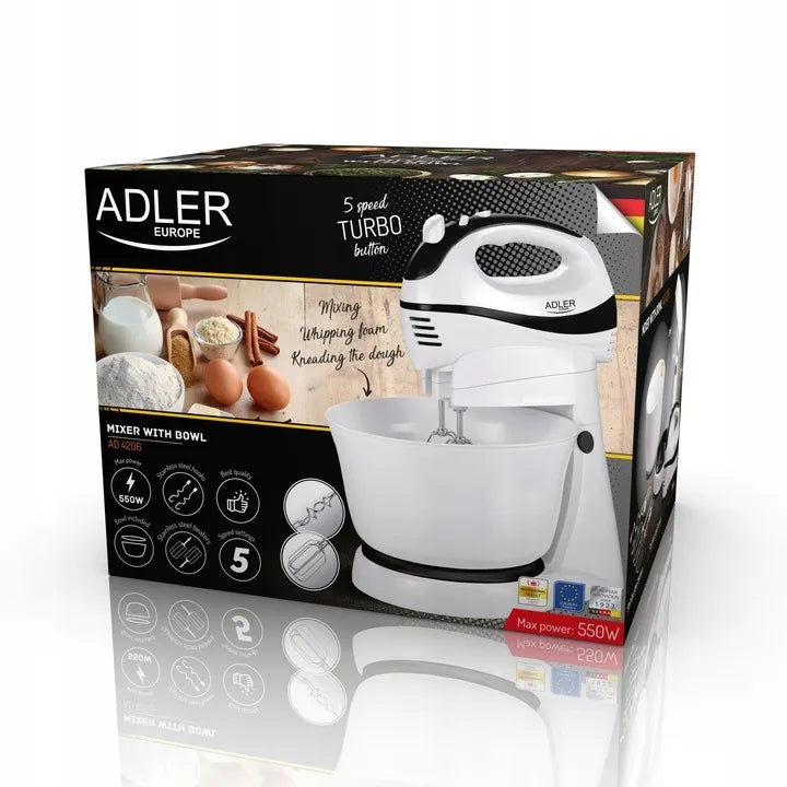 Virtuvinis robotas mikseris su sukamu dubeniu Adler AD4206 550W Turbo