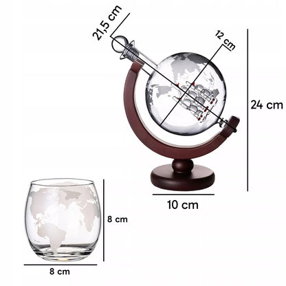Viskio rinkinys su gaublio formos grafinu, 2 taurėmis, akmenukais ir žnyplėmis, 850 ml, dovana
