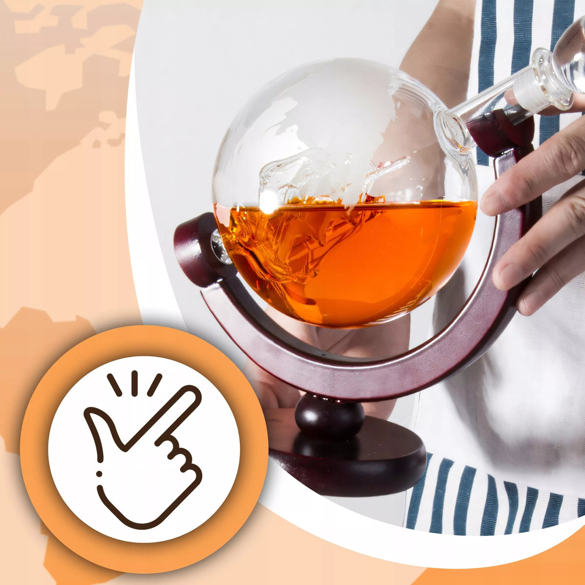 Viskio rinkinys su gaublio formos grafinu, 2 taurėmis, akmenukais ir žnyplėmis, 850 ml, dovana