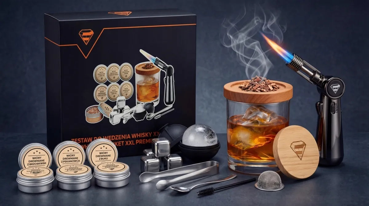 Viskio rūkymo rinkinys „Smoker“, elegantiškas, su ledo forma, dovana gimtadieniui