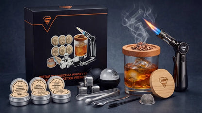 Viskio rūkymo rinkinys „Smoker“, elegantiškas, su ledo forma, dovana gimtadieniui