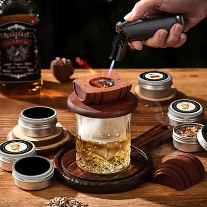 Viskio rūkymo rinkinys – statinės formos rūkykla, dovana vyrui