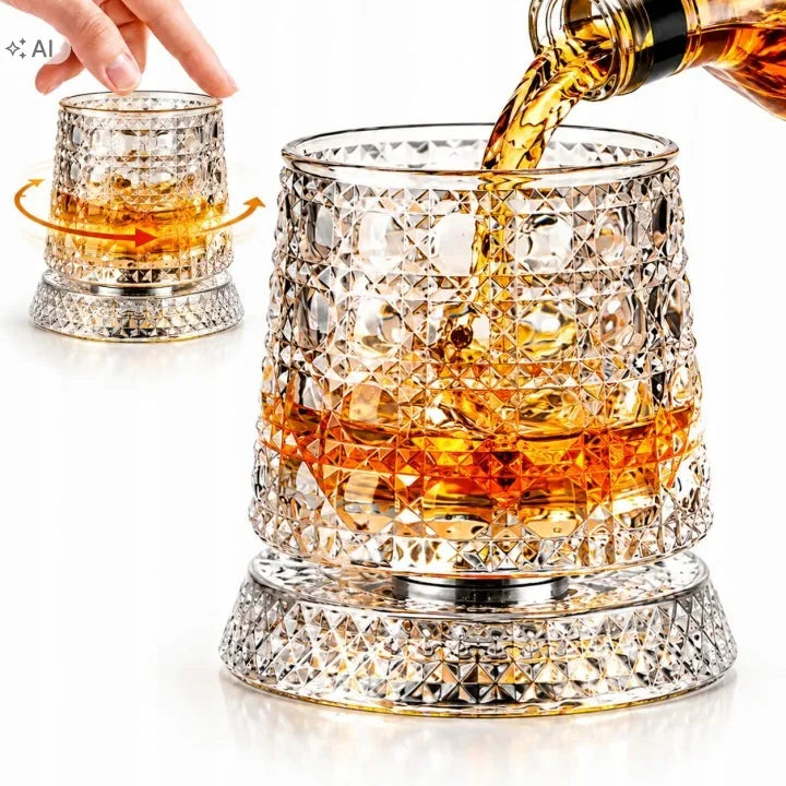 Viskio stiklinė 260 ml, 360° sukama, krištolo rašto stiklas, 2 vnt.