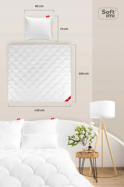 Visus metus naudojama antialerginė antklodė 140x200 cm + 1 pagalvė 70x80 cm – Lenkiškas kokybės rinkinys