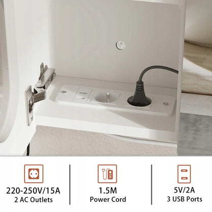 Vonios kambario spintelė su LED veidrodžiu 80x16x60 cm ANTI-FOG su lizdais