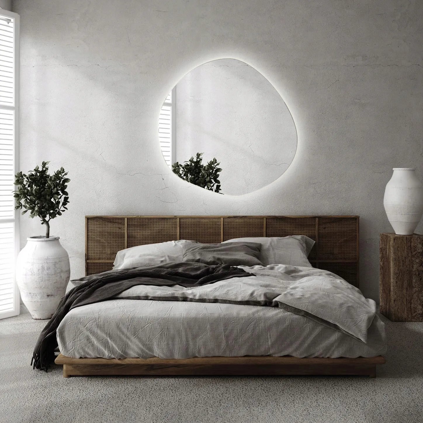 Vonios kambario veidrodis su LED apšvietimu, asimetriškas, 70 Premium IP67
