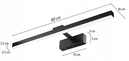 Vonios LED sieninis šviestuvas virš veidrodžio 80 cm 18W reguliuojamas