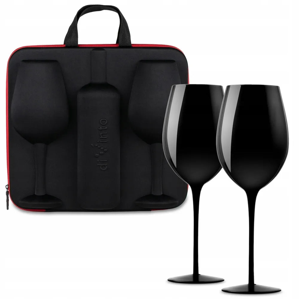 Vyno taurės dėkle 750 ml Black Dovanų rinkinys