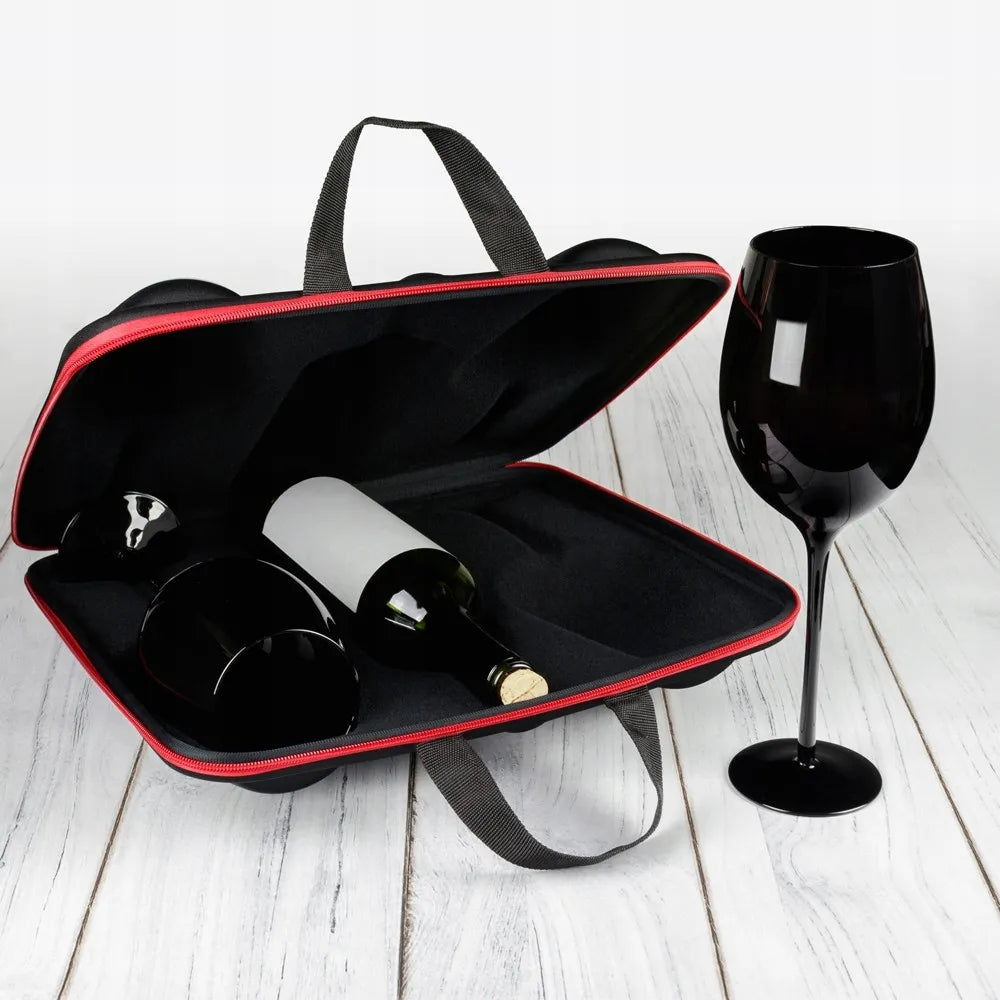 Vyno taurės dėkle 750 ml Black Dovanų rinkinys