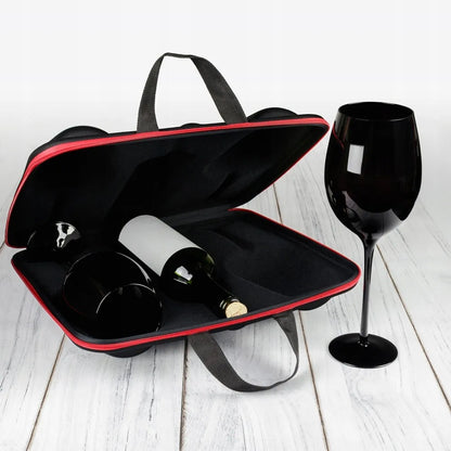 Vyno taurės dėkle 750 ml Black Dovanų rinkinys