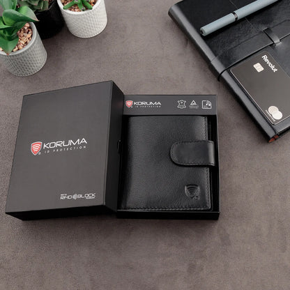 Vyriška odinė piniginė Koruma su RFID apsauga ir užtraukiama kišene