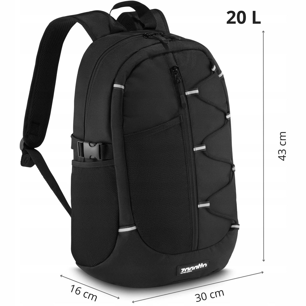 Vyriška „Zagatto“ mokyklinė, sportinė ir kelioninė kuprinė, juoda, 20 l