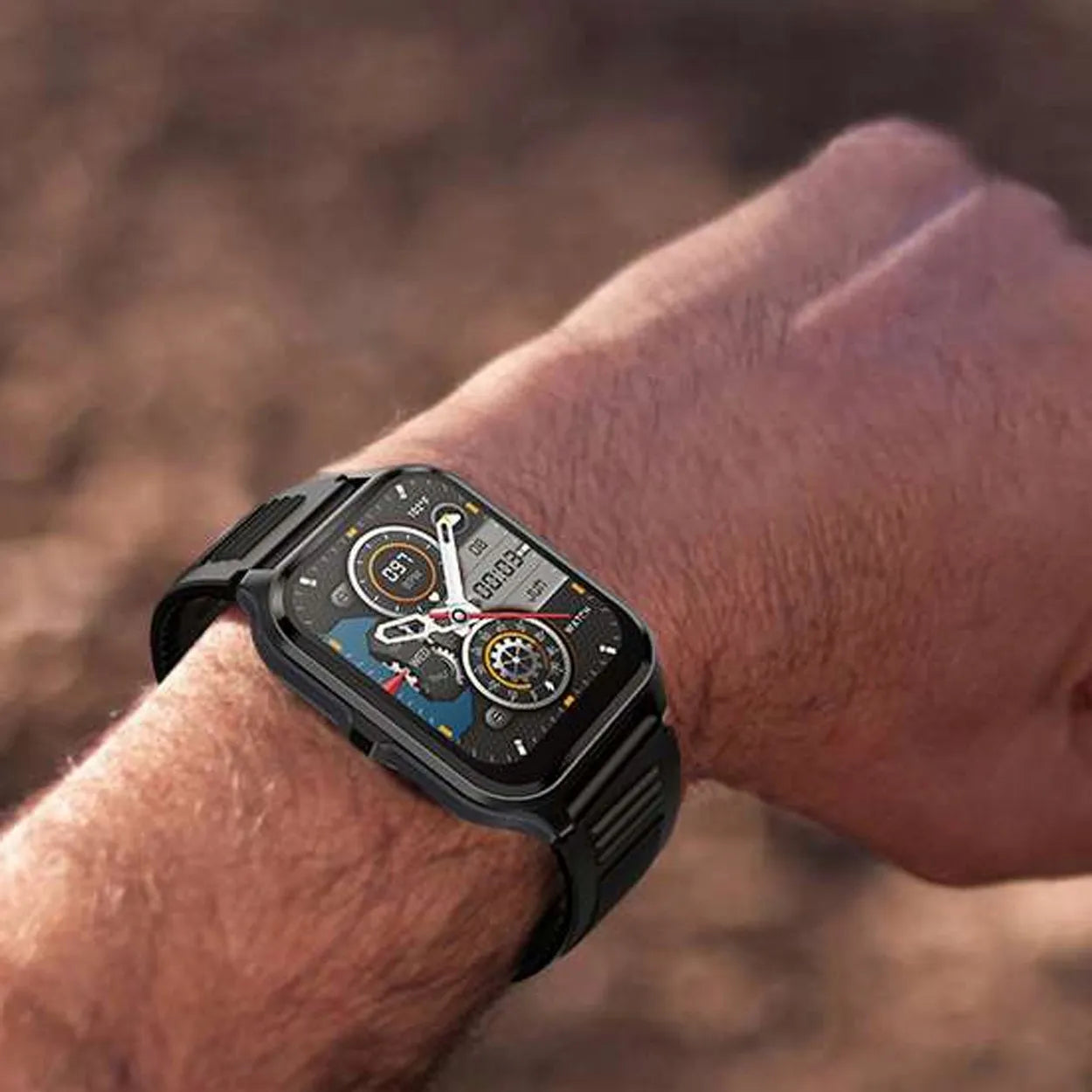 Vyriškas išmanusis laikrodis Smartwatch Pro, 300 mAh, Bluetooth skambučiai, lenkiškas meniu + ekrano plėvelė