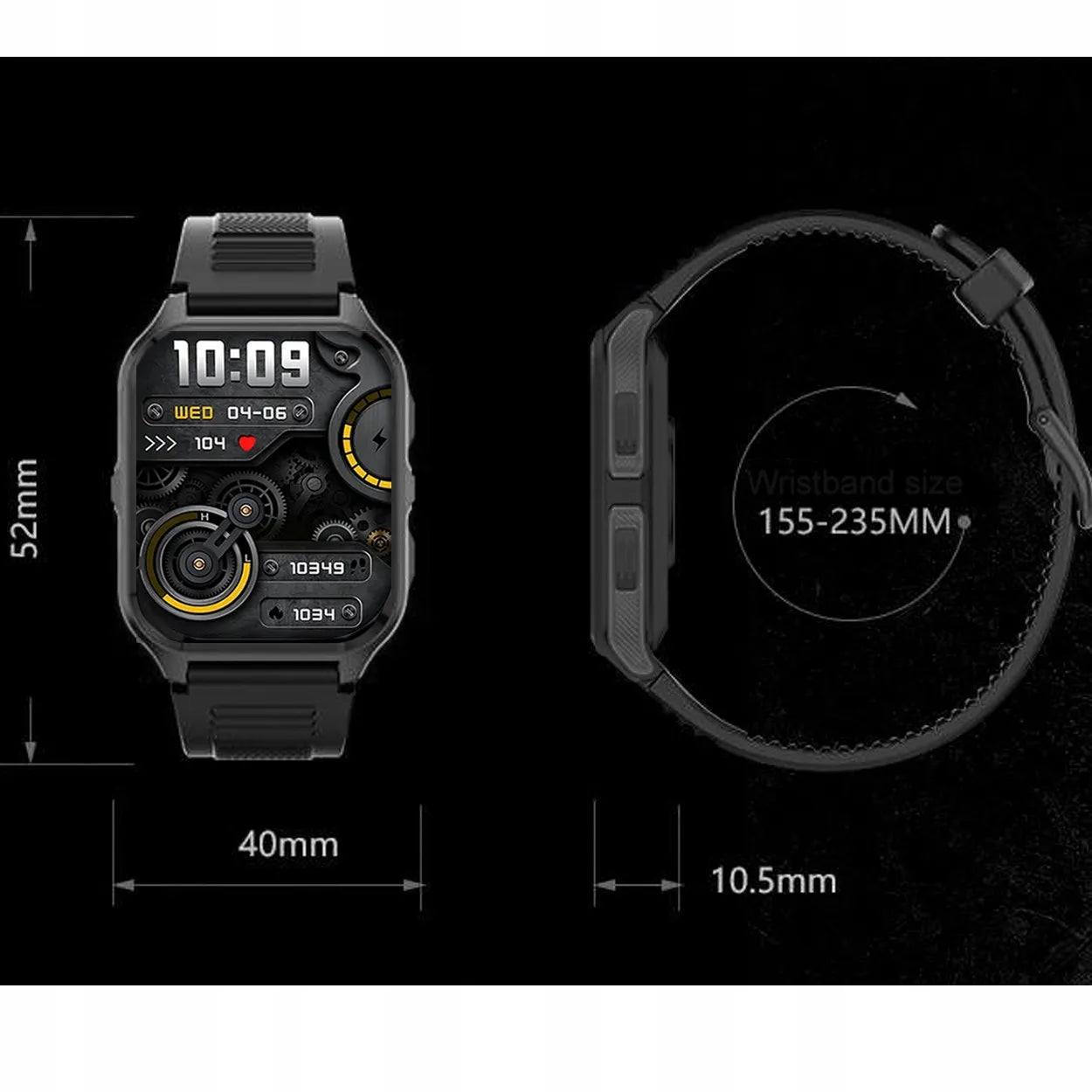 Vyriškas išmanusis laikrodis Smartwatch Pro, 300 mAh, Bluetooth skambučiai, lenkiškas meniu + ekrano plėvelė