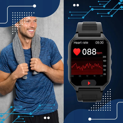 Vyriškas išmanusis laikrodis Smartwatch Pro, 300 mAh, Bluetooth skambučiai, lenkiškas meniu + ekrano plėvelė