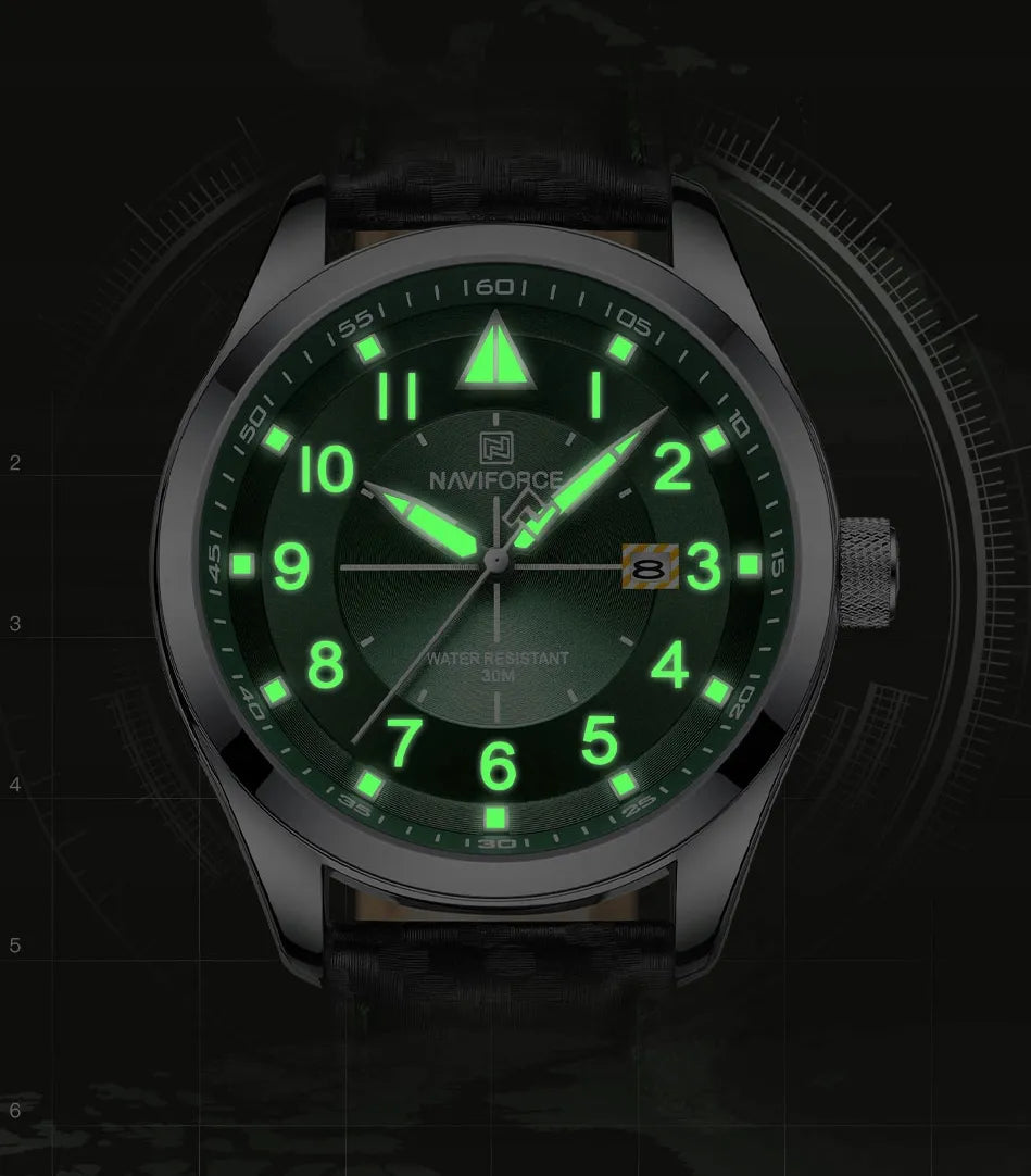Vyriškas laikrodis Naviforce Pilot elegantiškas odinis dirželis datos rodymas Neobrite