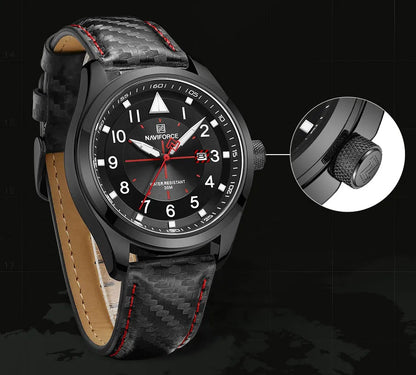 Vyriškas laikrodis Naviforce Pilot elegantiškas odinis dirželis datos rodymas Neobrite