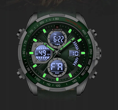 Vyriškas laikrodis NAVIFORCE tachometras odinis dirželis elegant sport LED