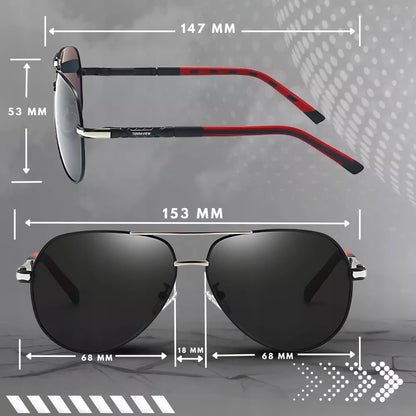 Vyriški Terraview poliarizuoti aviatoriaus stiliaus akiniai nuo saulės su UV400 filtru