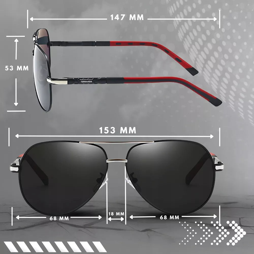 Vyriški Terraview poliarizuoti aviatoriaus stiliaus saulės akiniai su UV400 filtru